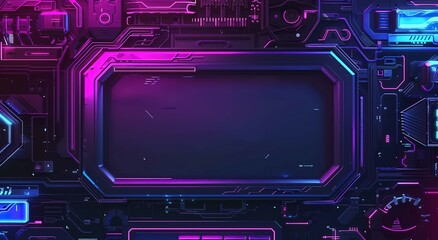 Game streaming frames with a glowing theme for live conferences of gaming streamers, including HUD frames for Twitch streaming media. 