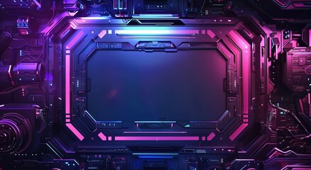 Obraz premium Game streaming frames with a glowing theme for live conferences of gaming streamers, including HUD frames for Twitch streaming media. 