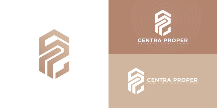 Abstract initial hexagon letters CP or PC logo in gold color isolated on multiple background colors. The logo is suitable for property management company logo vector design illustration inspiration