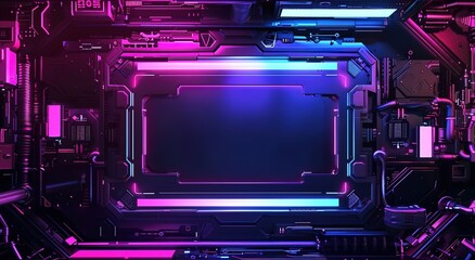 Obraz premium Game streaming frames with a glowing theme for live conferences of gaming streamers, including HUD frames for Twitch streaming media. 