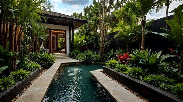 swimming pool in the garden of the resort house