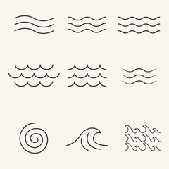 water line icon various wave logo set art design logo vector collection. © Hary JarangMandi