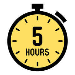 5 Hours,concept of time,timer,stopwatch,countdown illustration,vector.