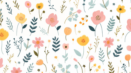 Illustration from a combination of flowers for the background.