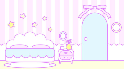 かわいいファンシーストライプなベッドルーム⭐︎ピンク