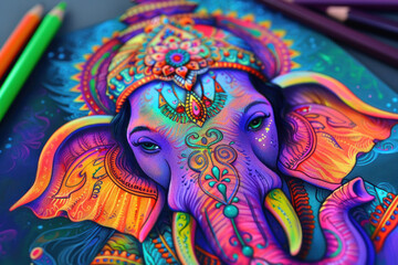 Obraz premium colour full of Indian lord Ganesha