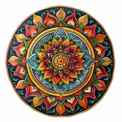 Fototapeta premium Intricate luxury colorful mandala with arabesque on a white background.