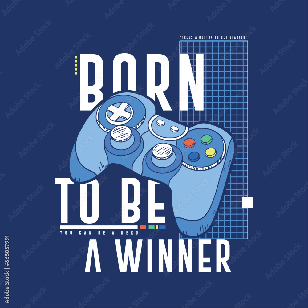 Fototapete textile print design as vector with gamepad drawing