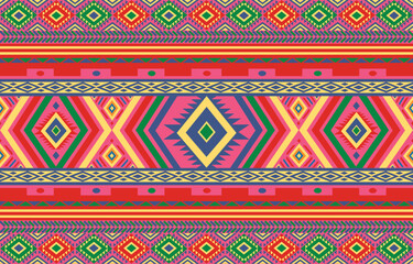 pattern in ethnic concept. There are geometric shapes in this ethnic pattern makes it looks Indian style This ethnic design is suitable for textile industry, fashion industry and also home decorating