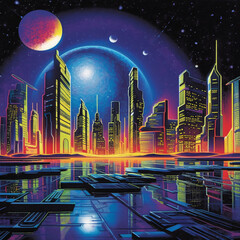 Cityscape at Night with a Surreal Twist