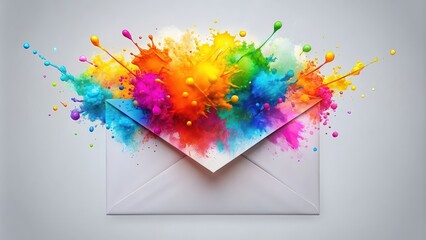 Email envelop with colorful splash design, email, envelop, colorful, splash, design, rainbow, vibrant, abstract