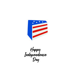 American patriotic piece of cake shape for 4th of July USA Independence Day in cutout style