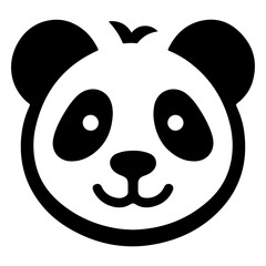 Panda Face Silhouette logo Icon