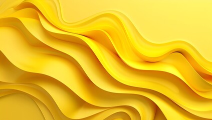 Obraz premium 3d render of yellow abstract background with paper waves, close up