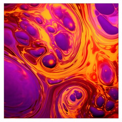 Colorful Abstract Swirls and Bubbles with Purple, Yellow, and Orange