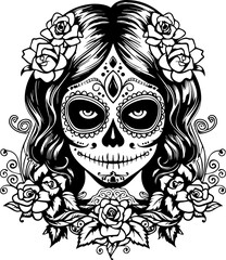 Fototapeta premium La Catrina Sugar Skull Festival Halloween Day of the Dead Graphics