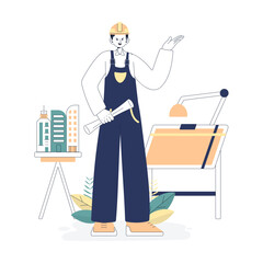 Flat Illustration Colorful Occupation Architect