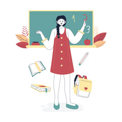 Fototapeta premium Flat Illustration Colorful Occupation Teacher