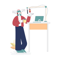 Flat Illustration Colorful Occupation Radio Broadcaster