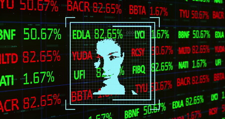Fototapeta premium Image of biometric photo and financial data processing