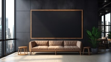 Modern Living Room Interior with a Large Empty Frame