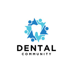 modern dental negative space community logo design