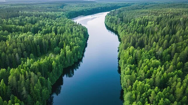 top view of river in tropical forest