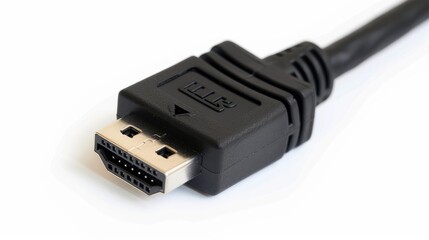 Ethernet cable connector closeup view on white background