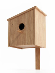 Wooden Bird House isolated on white background. 3D illustration