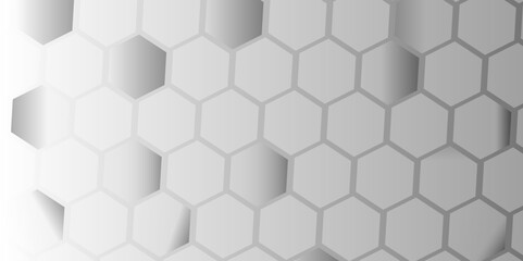 Abstract hexagon background. Futuristic abstract honeycomb mosaic white technology background. Surface polygon pattern with glowing hexagon paper texture vector grid tile and mosaic struct.