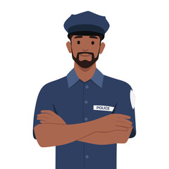 Police officer. Man in form of policing. Flat vector illustration isolated on white background