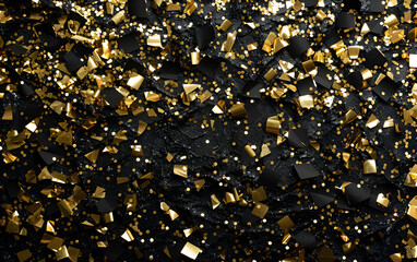 Gold confetti on a black background