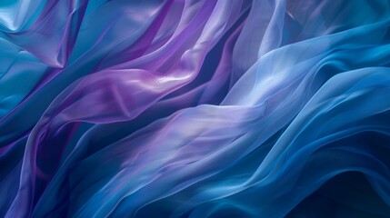 Obraz premium The billowing fabric in shades of blue and purple creates a surreal and dreamy atmosphere on the stage.
