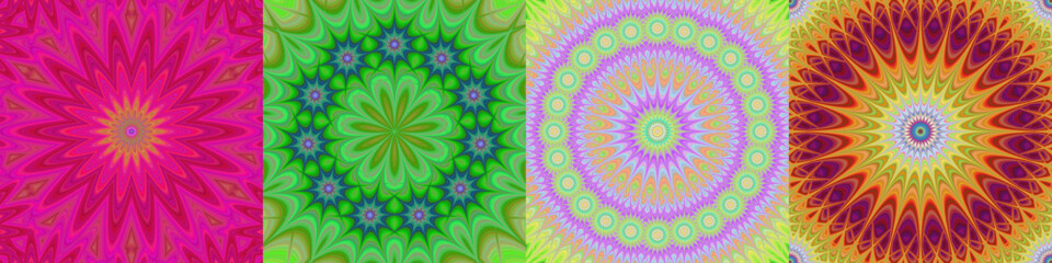 Circular digital art pattern background set