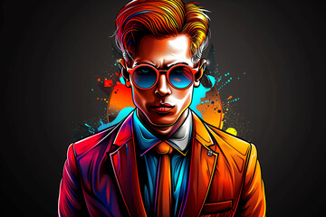 Fototapeta premium A man in a suit and sunglasses is the main subject of the image