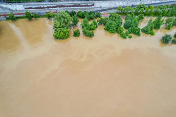 Floods overwhelmed the city's riverbanks