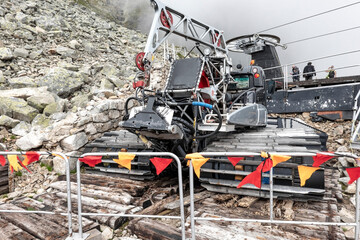 Snow mountain plow parked outside the winter season