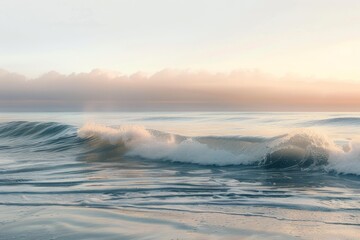 Obraz premium Powerful large wave moving towards the shore in a seascape setting, A tranquil seascape with waves gently lapping against the shore