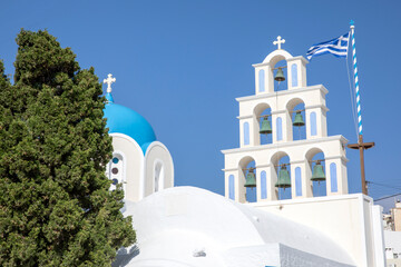 Santorini - Greece - May 17, 2024: Church in Akrotiri, Santorini, Cycladic Islands, Greece.