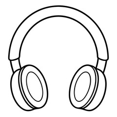headphones outline coloring book page line art illustration digital drawing