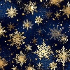 Glistening Snowflakes against a Night Sky Background