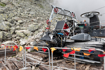 Snow mountain plow parked outside the winter season