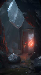 Glowing Crystals in Underground Cave