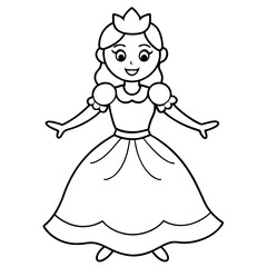 Princess Coloring Page for kids, Kids Drawing, Princess with different Pose
