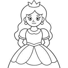 Princess Coloring Page for kids, Kids Drawing, Princess with different Pose