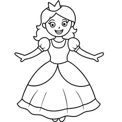 Princess Coloring Page for kids, Kids Drawing, Princess with different Pose