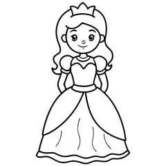 Princess Coloring Page for kids, Kids Drawing, Princess with different Pose