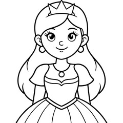 Obraz premium Princess Coloring Page for kids, Kids Drawing, Princess with different Pose