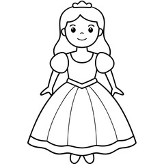 Princess Coloring Page for kids, Kids Drawing, Princess with different Pose