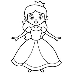 Princess Coloring Page for kids, Kids Drawing, Princess with different Pose